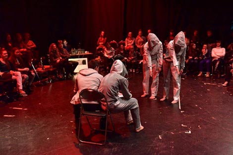 Aleksandra Janeva Imfeld, Plesni centar Tala, Zagreb, No problem production, Belgija, Pogon Jedinstvo, Zagreb: displaced, plesna predstava i koncert, kor. Tamara Curić, Aleksandra Janeva Imfeld, Larisa Navojec, foto: Igor Čepurkovski